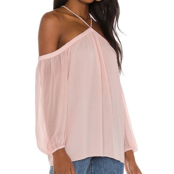 Revolve - 1 State - High Neck Blouse - pink taffeta- worn 1X- like new - Picture 3 of 4